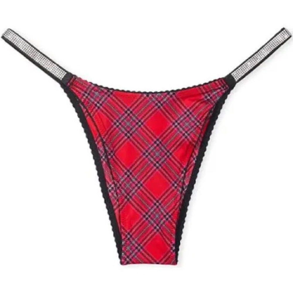 ‼️NWT‼️Victorias Secret Very Sexy Red Plaid Thong with Black Trim Medium
